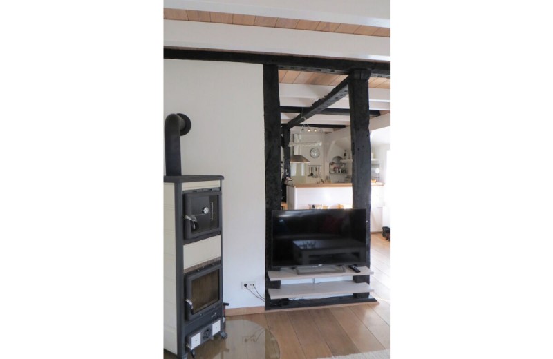 Kaminofen und Fernseher